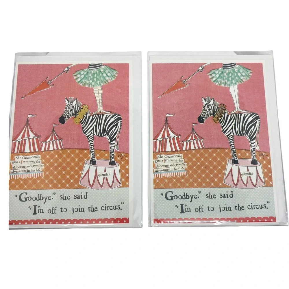 Curly Girl Design Circus‎ Adventure Greeting Cards Leigh Standley Zebra 2 Pack